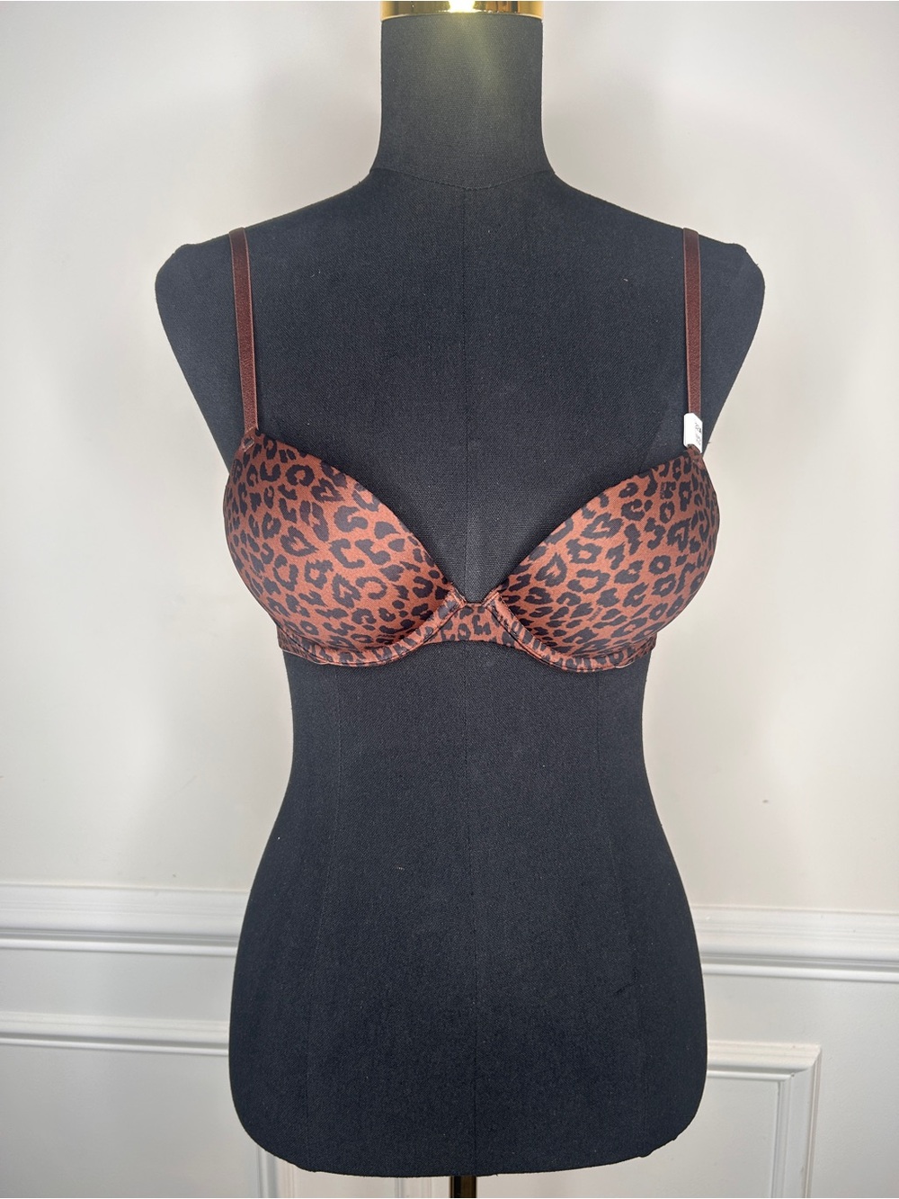 Victoria’s Secret Pink Super Push Up Bra VS Ganache Brown Leopard 32A